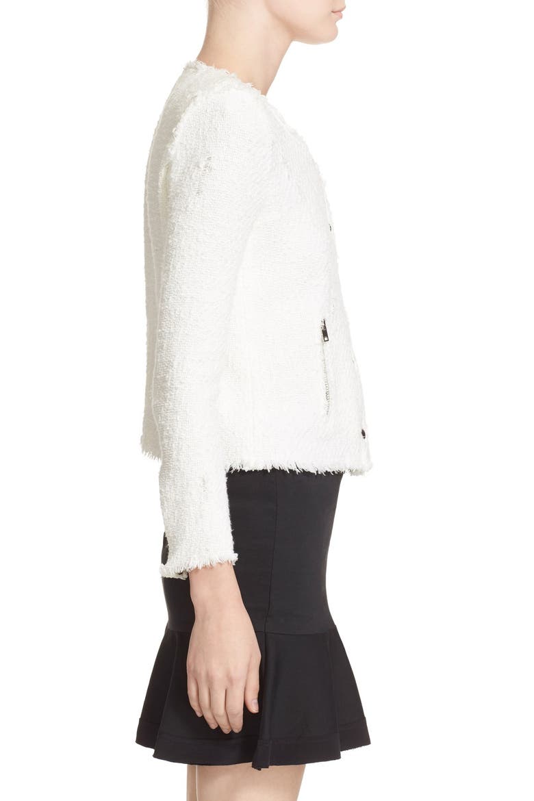 Snap Front Crop Cotton Tweed Jacket, Alternate, color, WHITE
