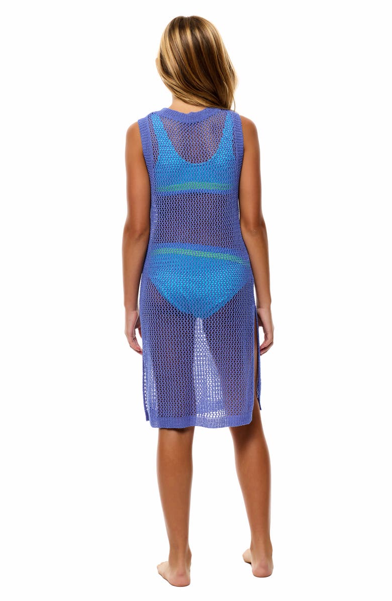 Beach Lingo Kids' Sheer Open Stitch Cover-Up Dress, Alternate, color, Blue