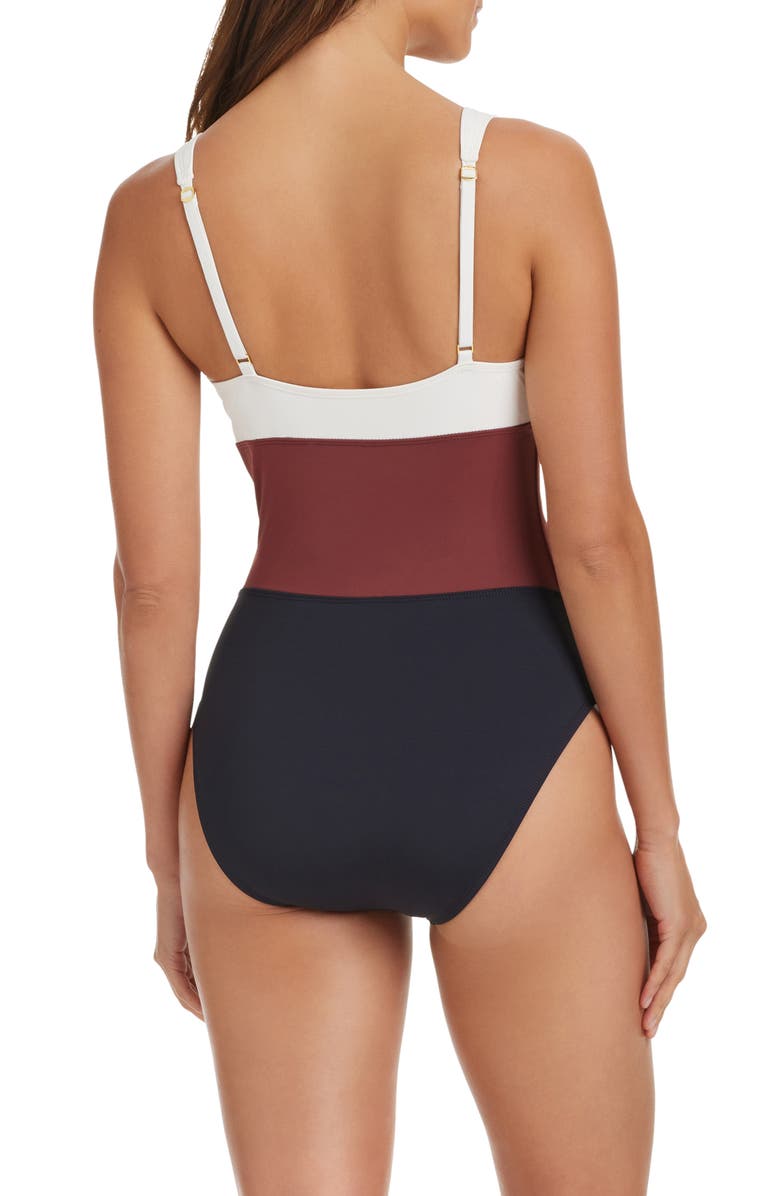 BLEU by Rod Beattie Colorblock Button One-Piece Swimsuit, Alternate, color,