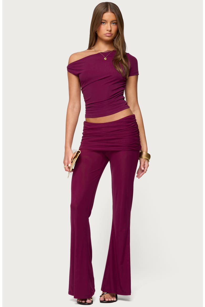 Halli Foldover Flare Pants, Alternate, color, BURGUNDY