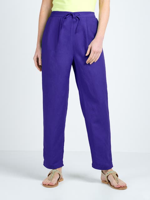 Tapered Linen Blend Trousers