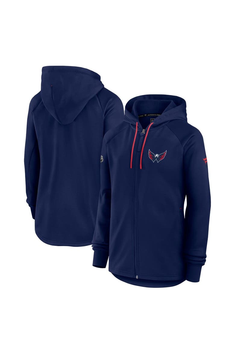 Women's Fanatics  Navy Washington Capitals Authentic Pro Rink Fleece Full-Zip Jacket, Main, color, Navy