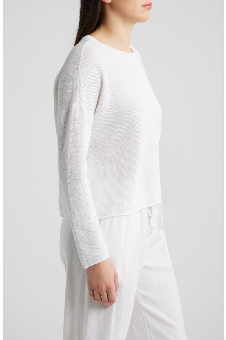 Crewneck Organic Linen & Organic Cotton Sweater, Alternate, color, WHITE