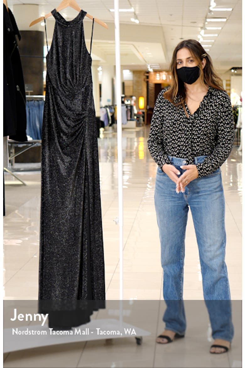 SHO by Tadahi Shoji Glitter Knit Halter Neck Body-Con Gown video