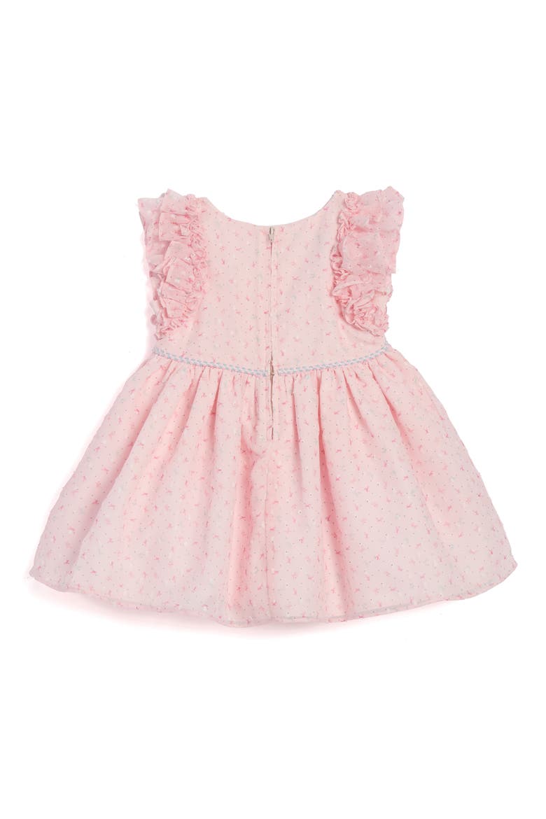 Kids' Bow Print Ruffle Sleeve Dress, Alternate, color, PINK