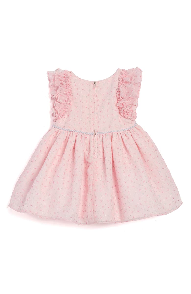 Pippa & Julie Kids' Bow Print Ruffle Sleeve Dress, Alternate, color, Pink