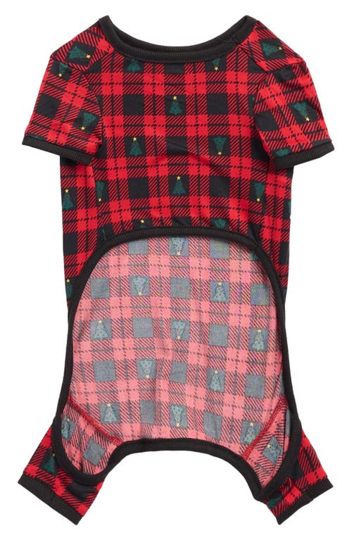 Jaclyn Matching Family Christmas Tree Plaid Dog Pajamas In Red