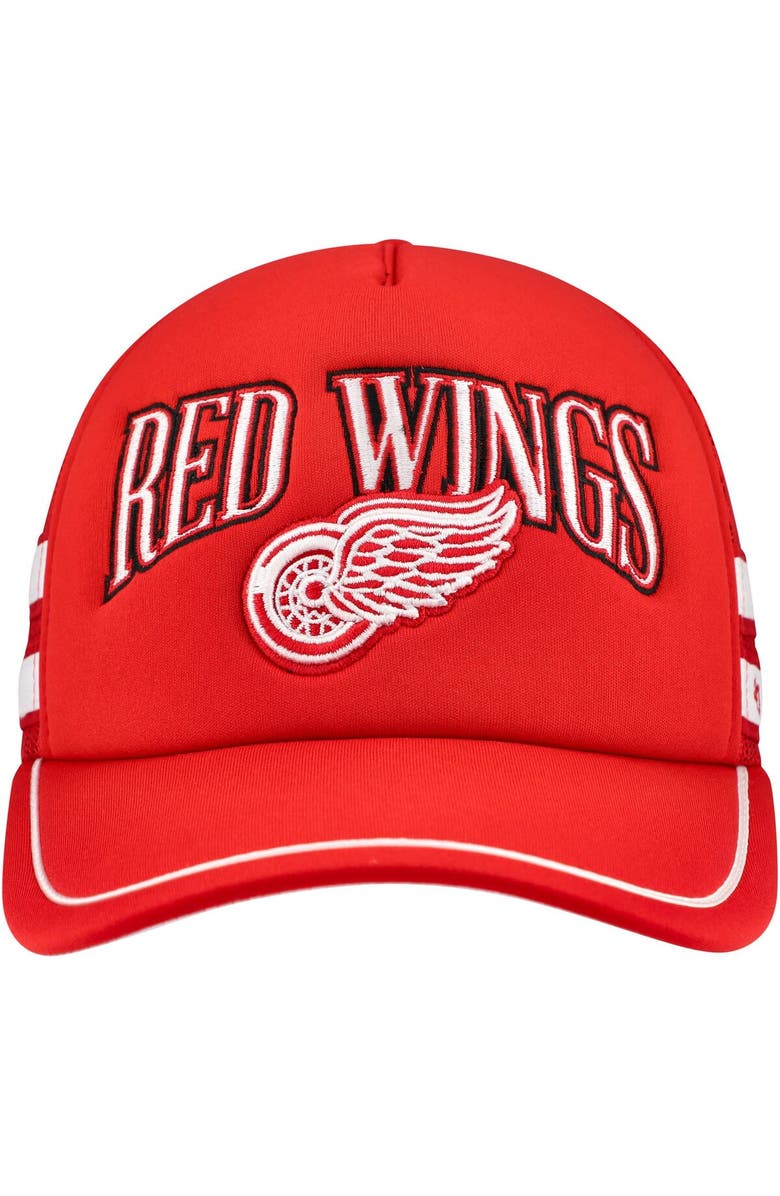 '47 Men's '47 Red Detroit Red Wings Sideband Stripes Trucker Snapback Hat, Alternate, color, Red