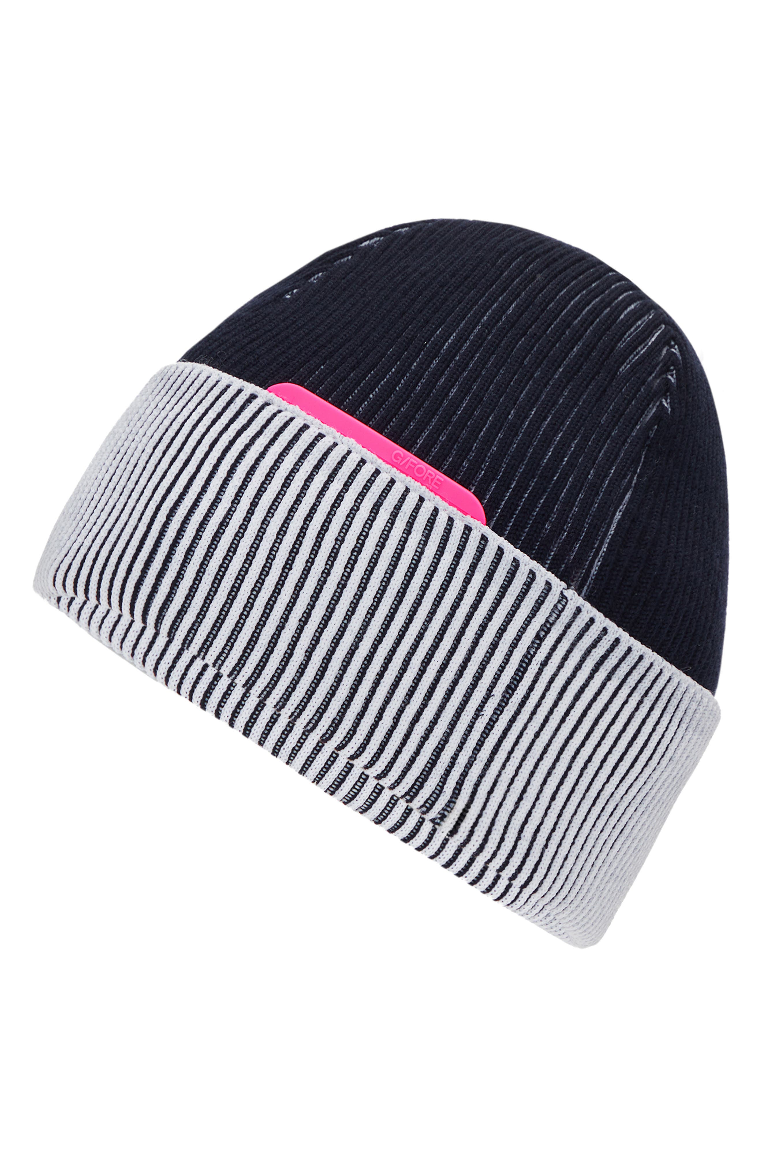 G/fore Contrast Rib Knit Beanie In Snow/ Twilight
