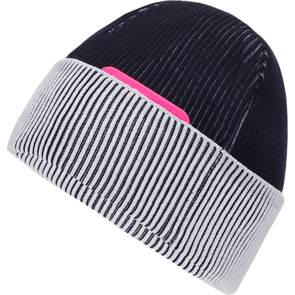 G/fore Contrast Rib Knit Beanie In Snow/ Twilight