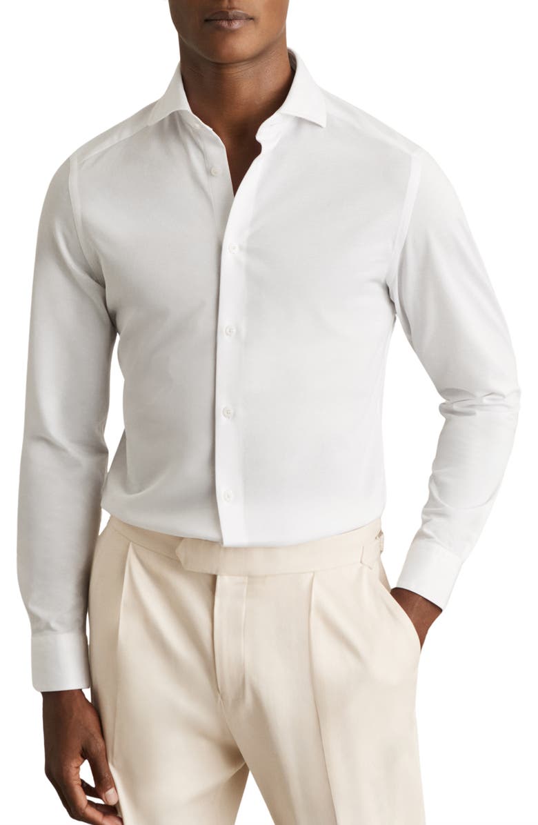 Reiss Nate Solid Button-Up Shirt, Main, color, White
