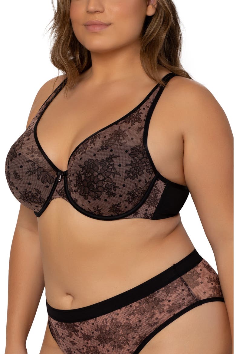 Sheer Mesh Plunge T-Shirt Bra, Alternate, color, CHANTILLY