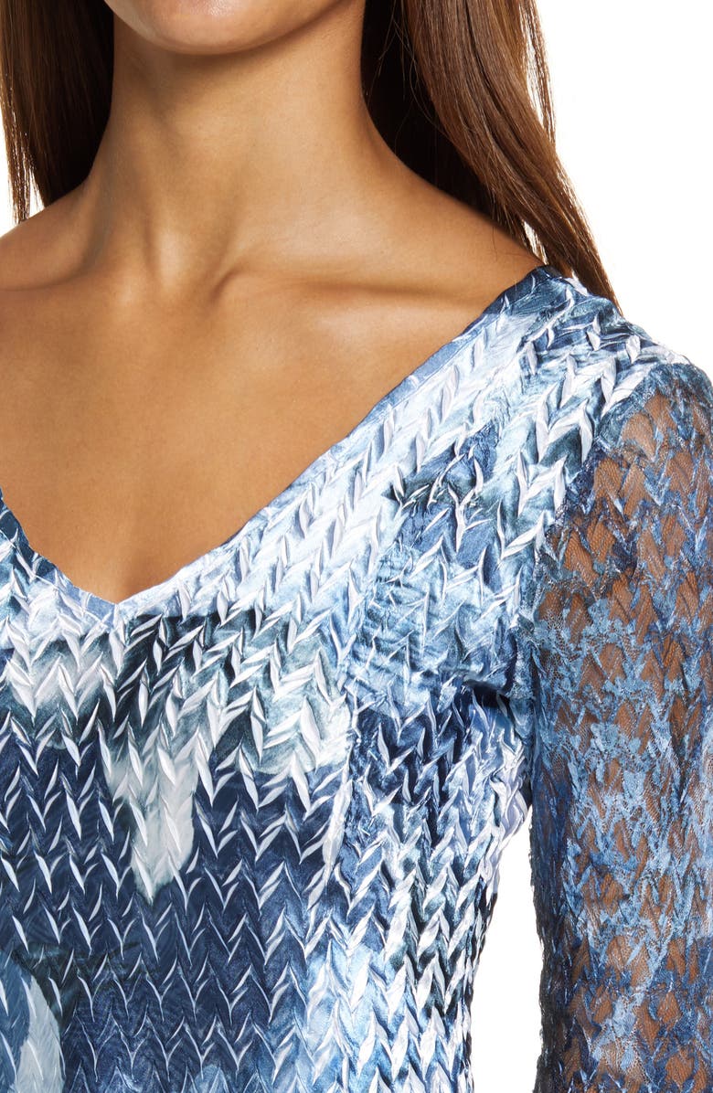 Komarov Lace Sleeve Charmeuse Midi Cocktail Dress, Alternate, color,