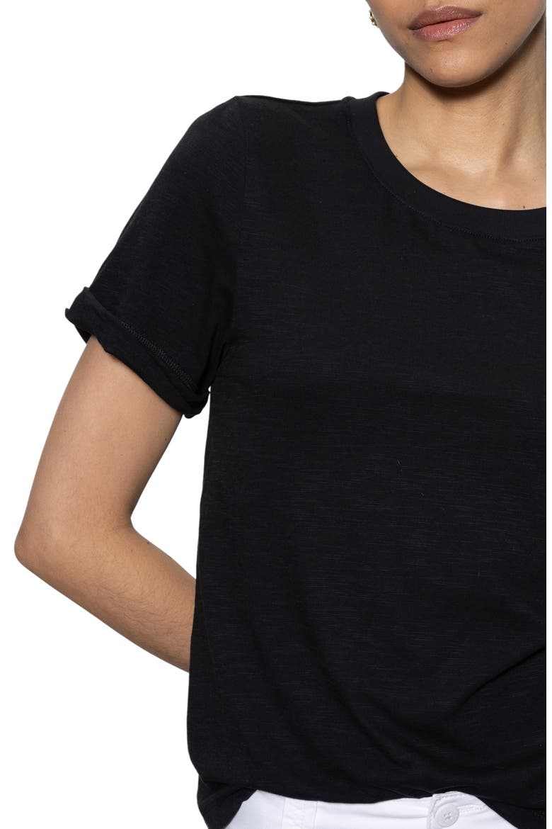 Perfect Roll Sleeve Cotton T-Shirt, Alternate, color, BLACK