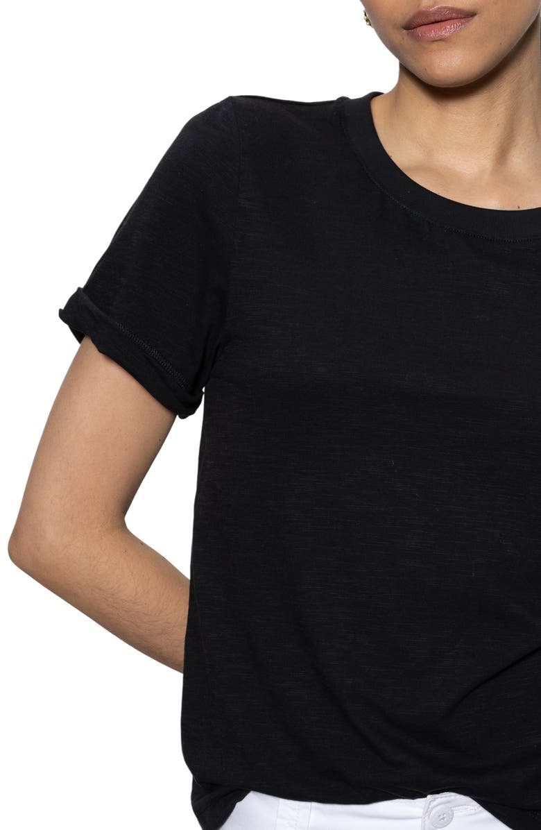 Sanctuary Perfect Roll Sleeve Cotton T-Shirt, Alternate, color, Black