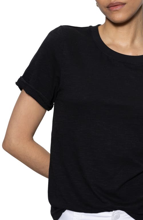 Sanctuary Perfect Roll Sleeve Cotton T-shirt In Black