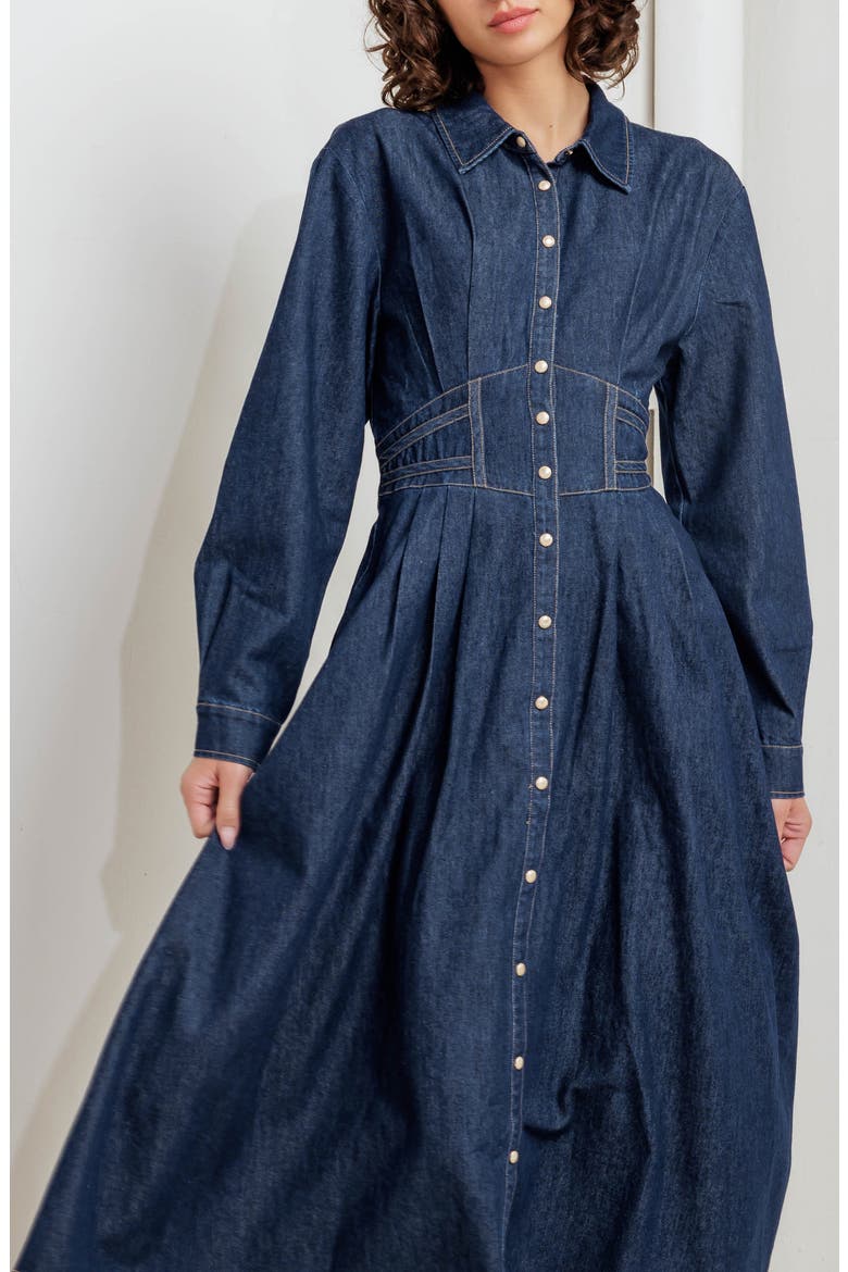 Long Sleeve Midi Dress, Alternate, color, DENIM