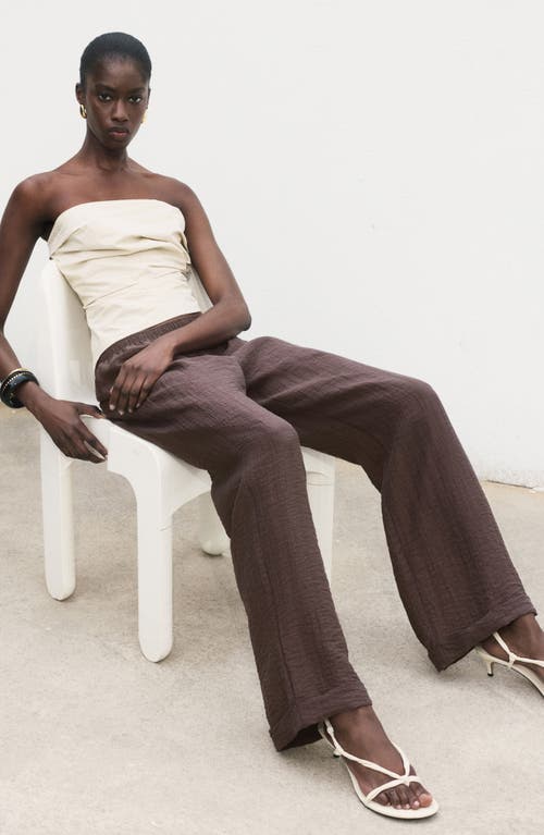 Mango Elastic Waist Lyocell Blend Pants In Brown