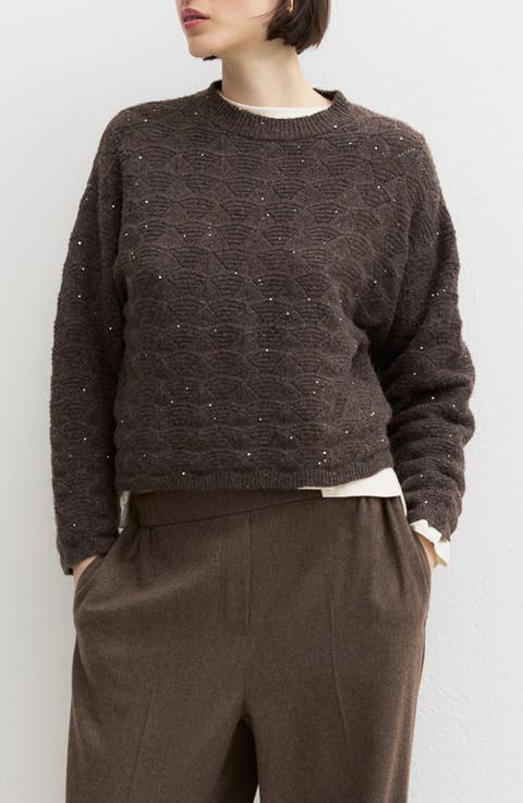 Vernice Sequined Funnel Neck Sweater