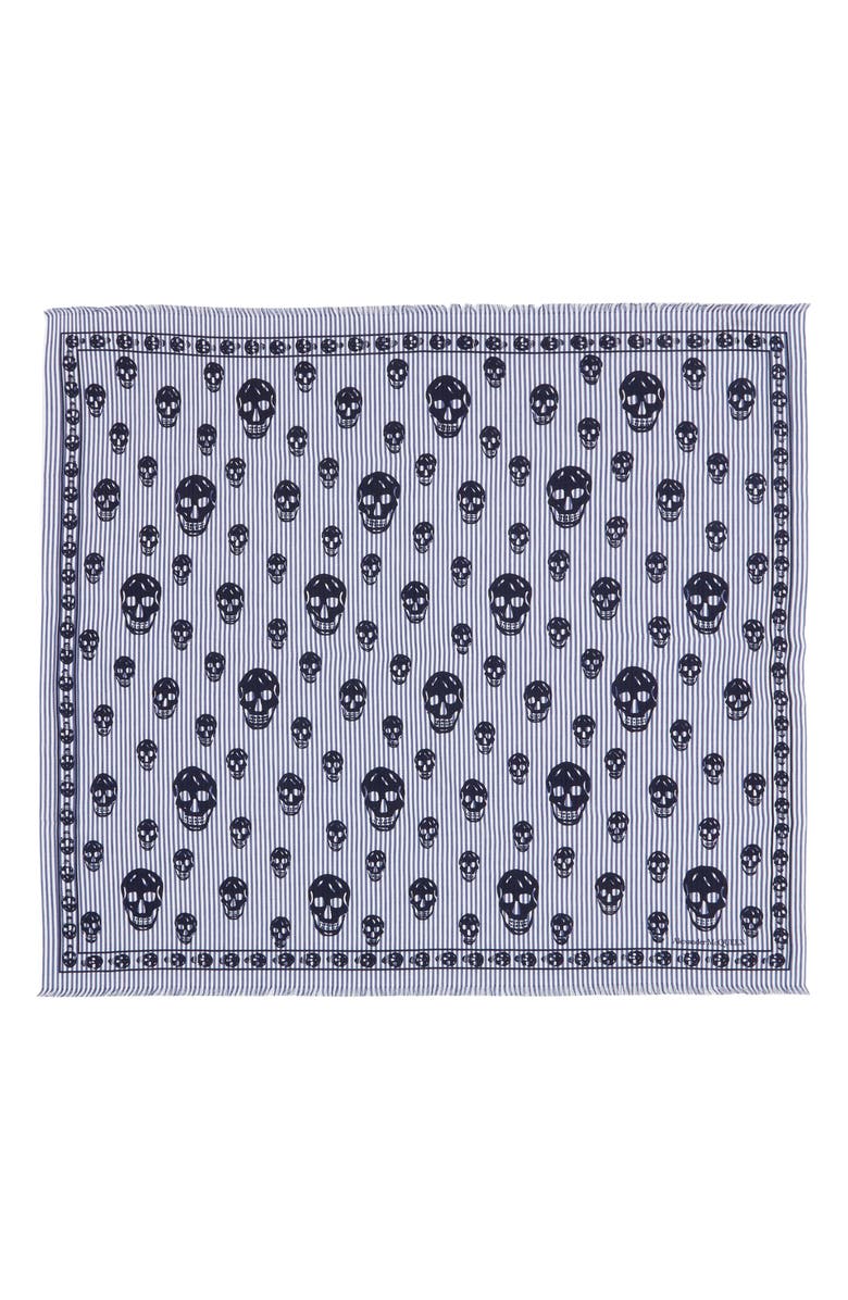 McQueen Skull on Stripe Cotton & Modal Scarf, Alternate, color, 