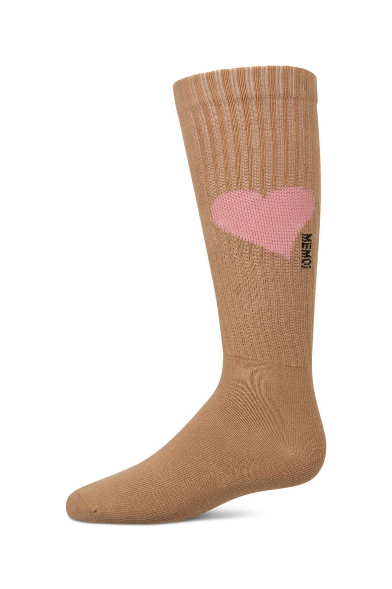 Single Heart Logo Knee High Socks, Main, color, Taupe