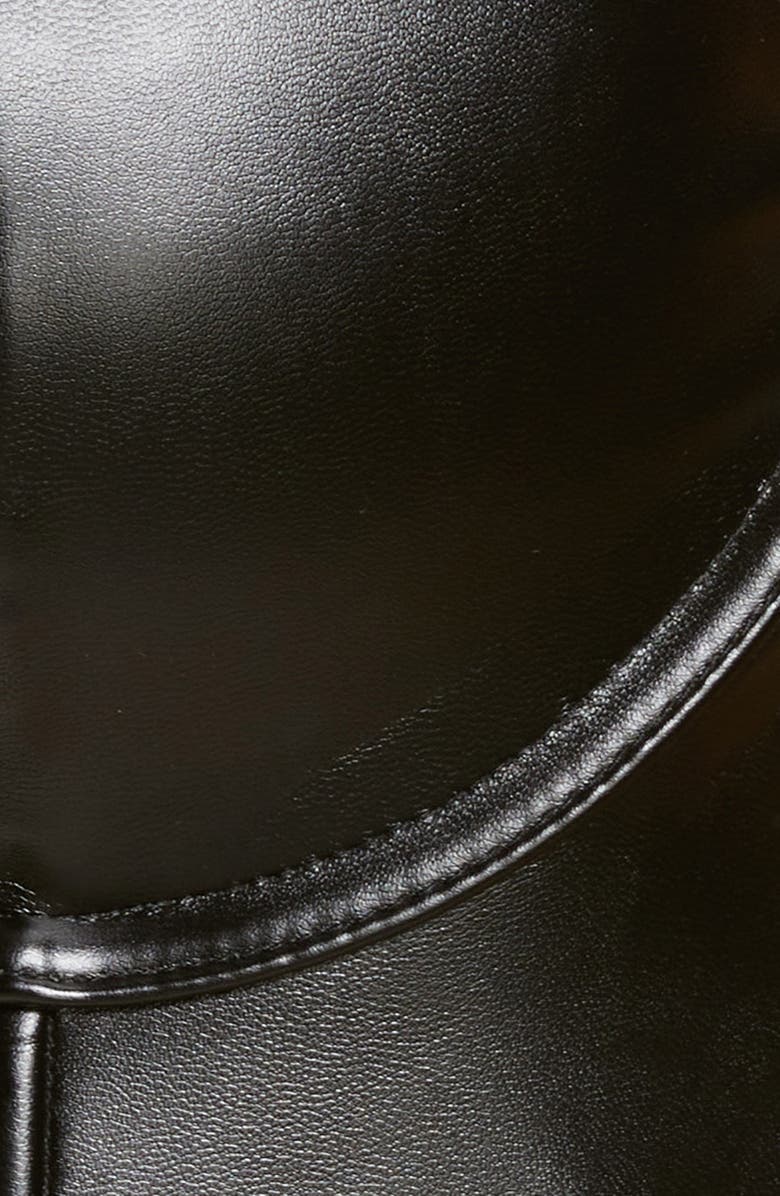 Hunkemöller Talia Faux Leather & Lace Underwire Longline Push-Up Bra, Alternate, color, Caviar