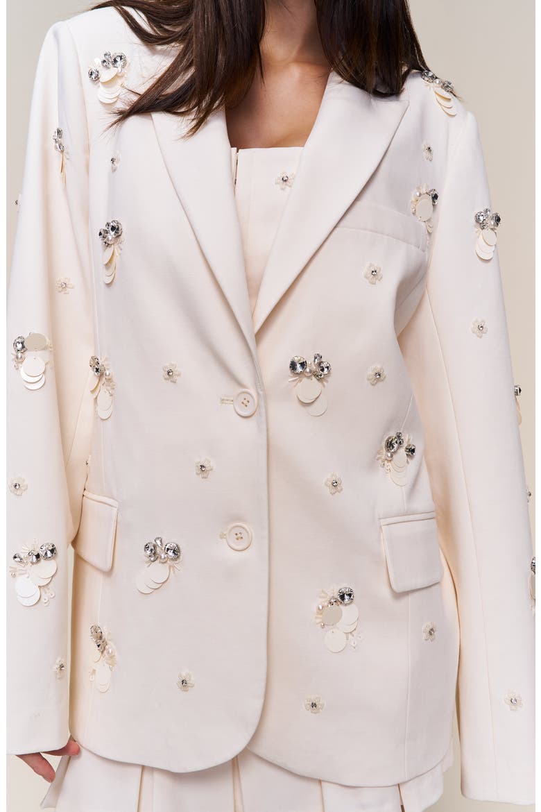Embellished Oversized Blazer, Alternate, color, Ivory