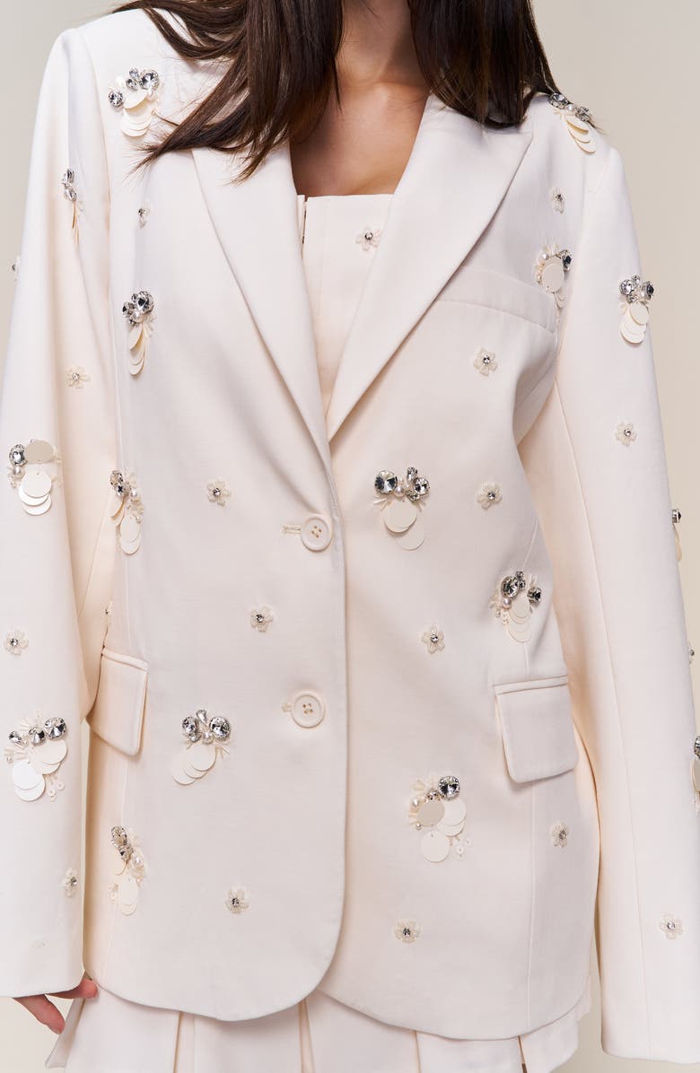 Guizio Embellished Oversized Blazer, Alternate, color, Ivory