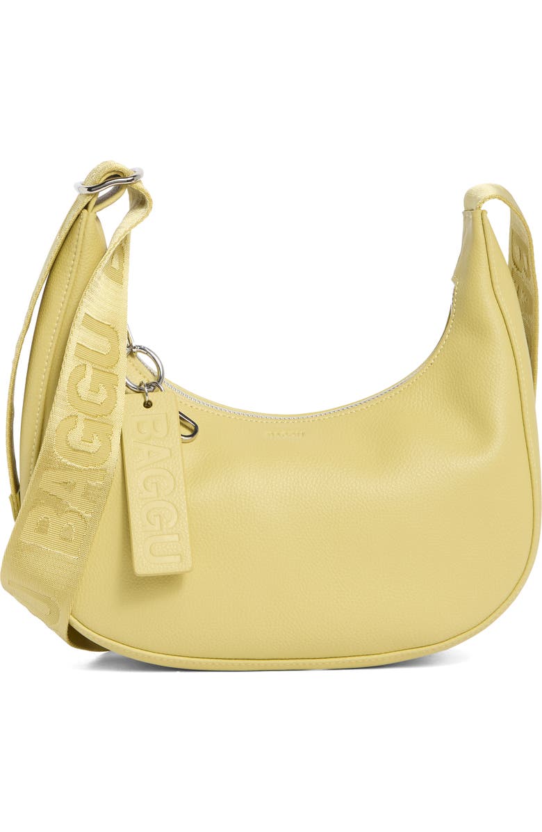 Baggu Small Recycled Leather Crescent Bag, Main, color, Straw