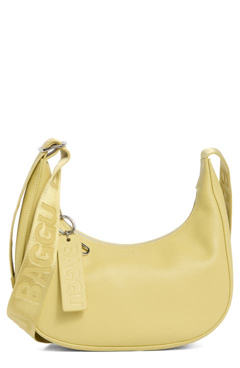 Small Recycled Leather Crescent Bag