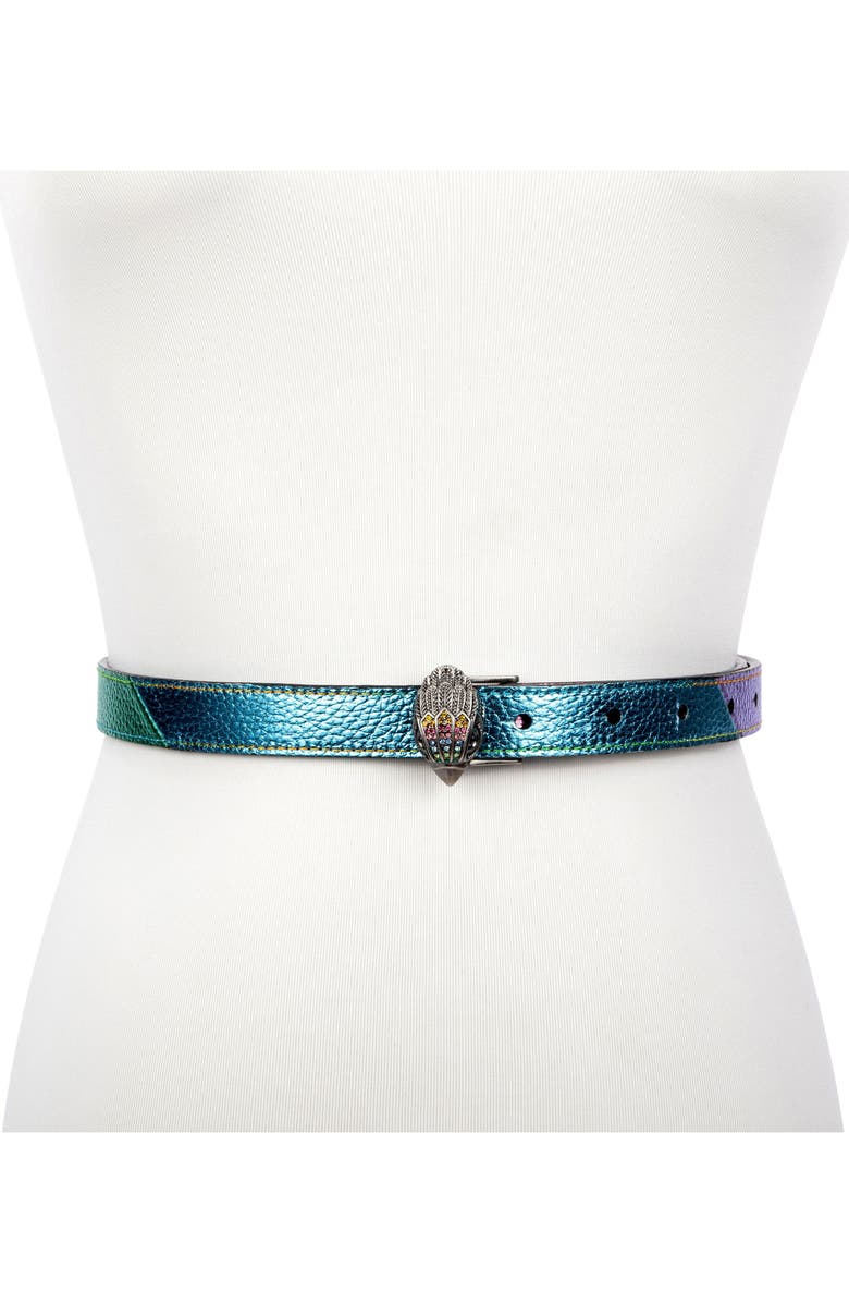 Kurt Geiger London Crystal Buckle Metallic Rainbow Belt, Alternate, color, 