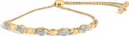 Haus of Brilliance Silver Diamond Accent Alternating Marquise Shape and Heart Links Bolo Bracelet