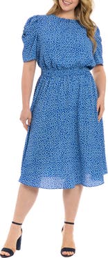 London Times Short Sleeve Midi Dress