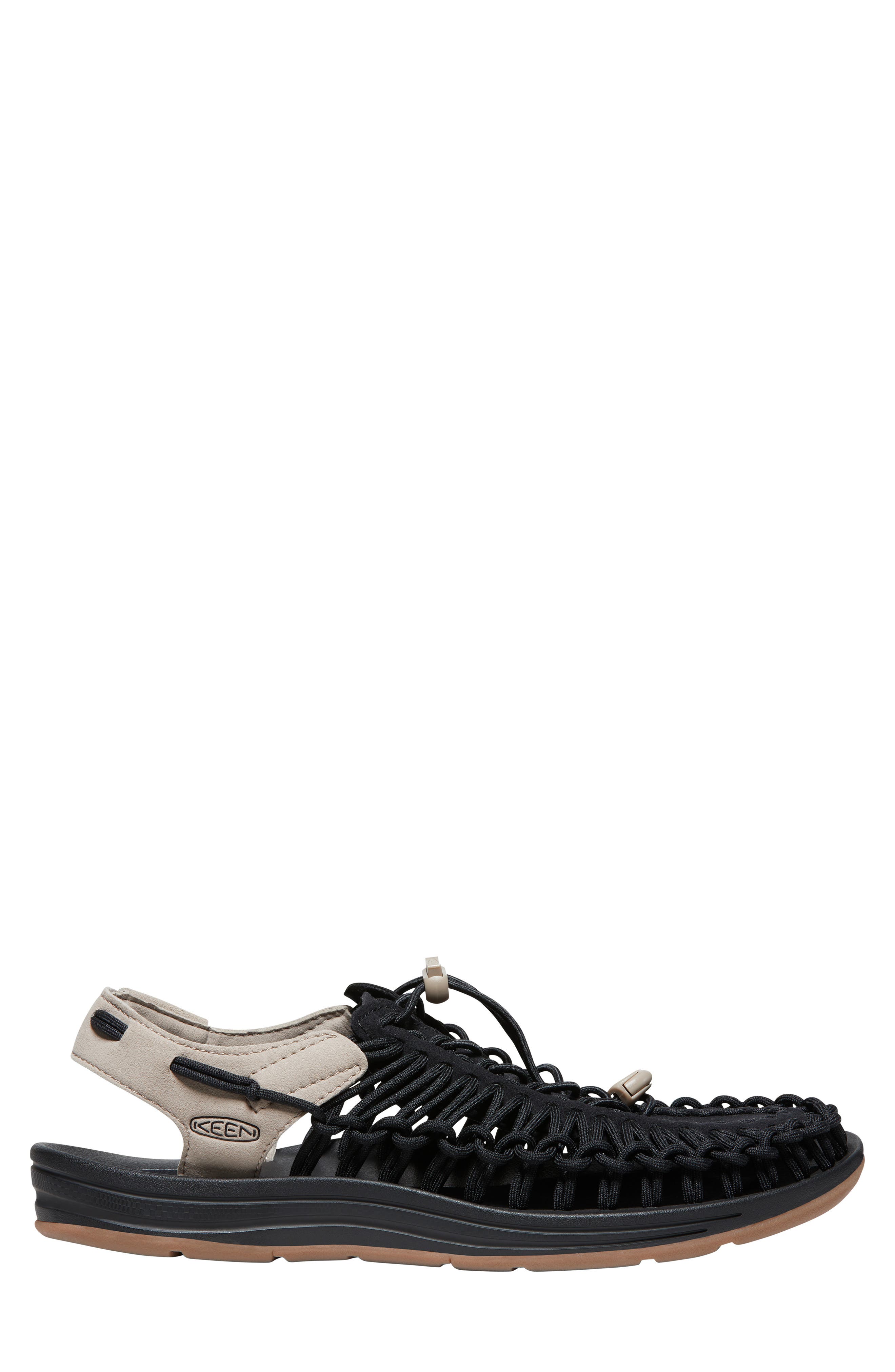 KEEN Uneek Slingback Drawcord Sandal, Alternate, color, Black/ Plaza Taupe
