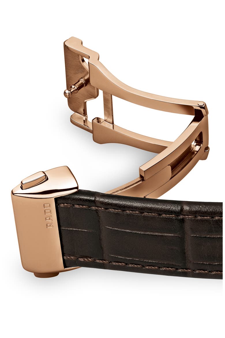 Coupole Classic Automatic Leather Strap Watch, 41mm, Alternate, color, BROWN/ SILVER/ ROSE GOLD