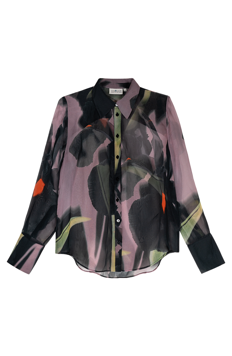 Untitled in Motion Kali Sheer Organza Long Sleeve Button-Down, Main, color, Shadow Iris