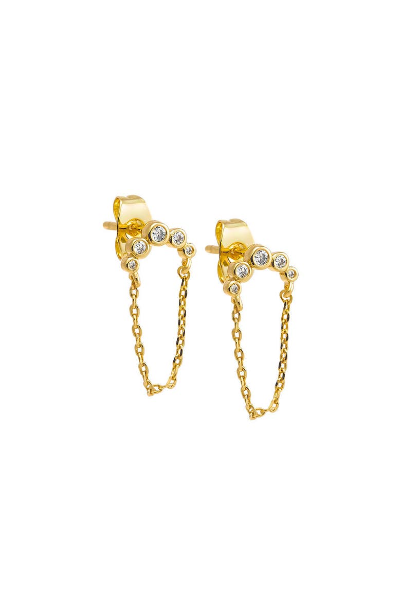 BY ADINA EDEN CZ Bezel Curved Bar Chain Stud Earring, Main, color,