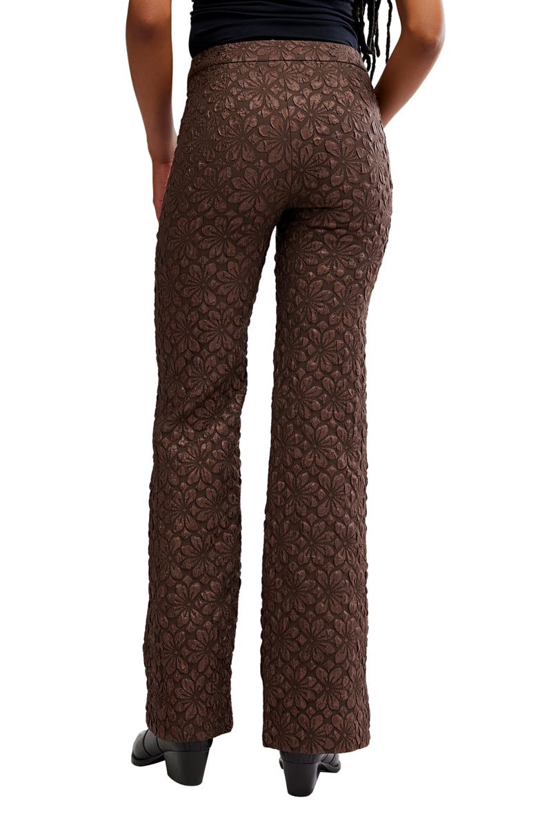 Free People Runaway Floral Flare Pants, Alternate, color, French Chocolate