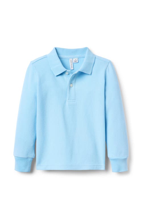 Janie And Jack The Long Sleeve Pique Polo In Blue