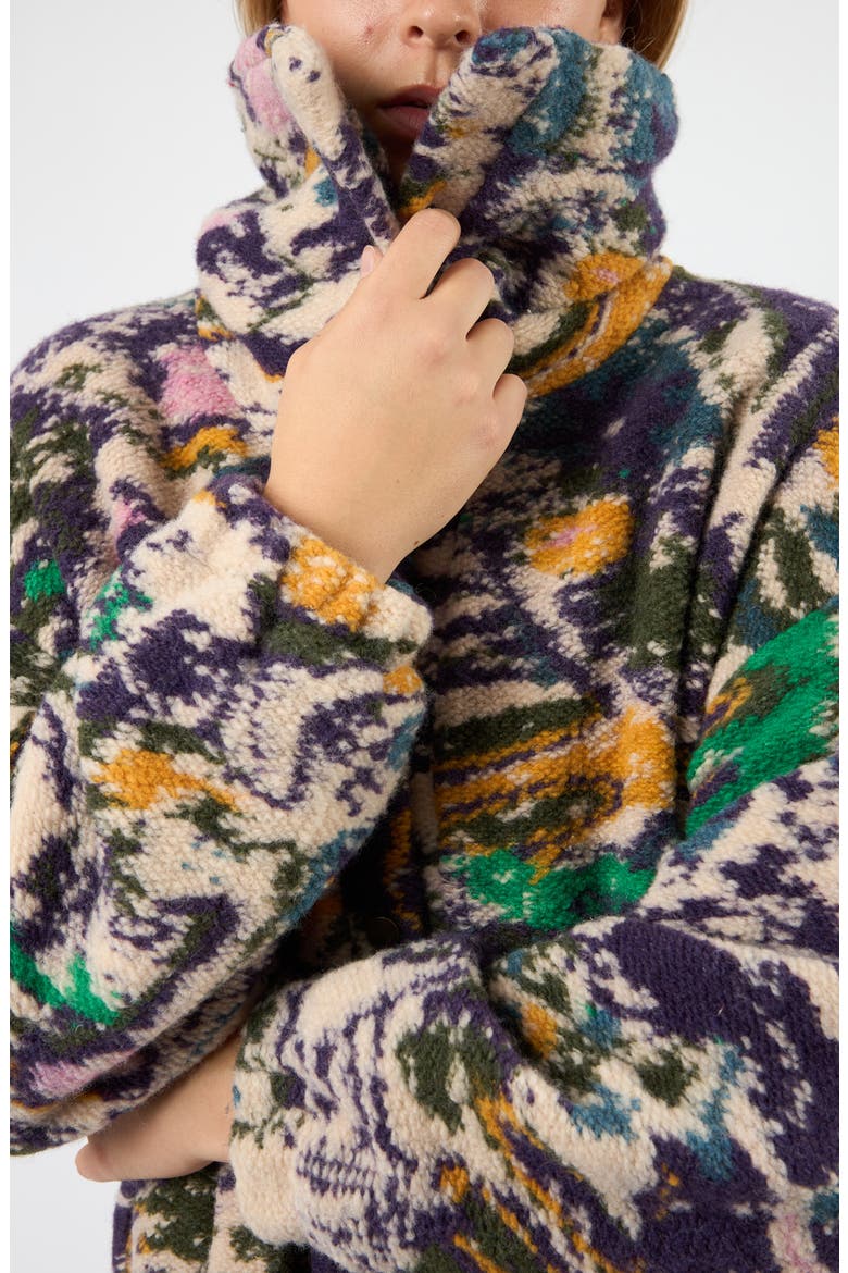 The Aurora Abstract Print Wool Blend Coat, Alternate, color, PURPLE