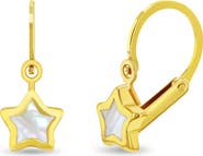 In Season Jewelry 14k Mother of Pearl Star Leverback Earrings