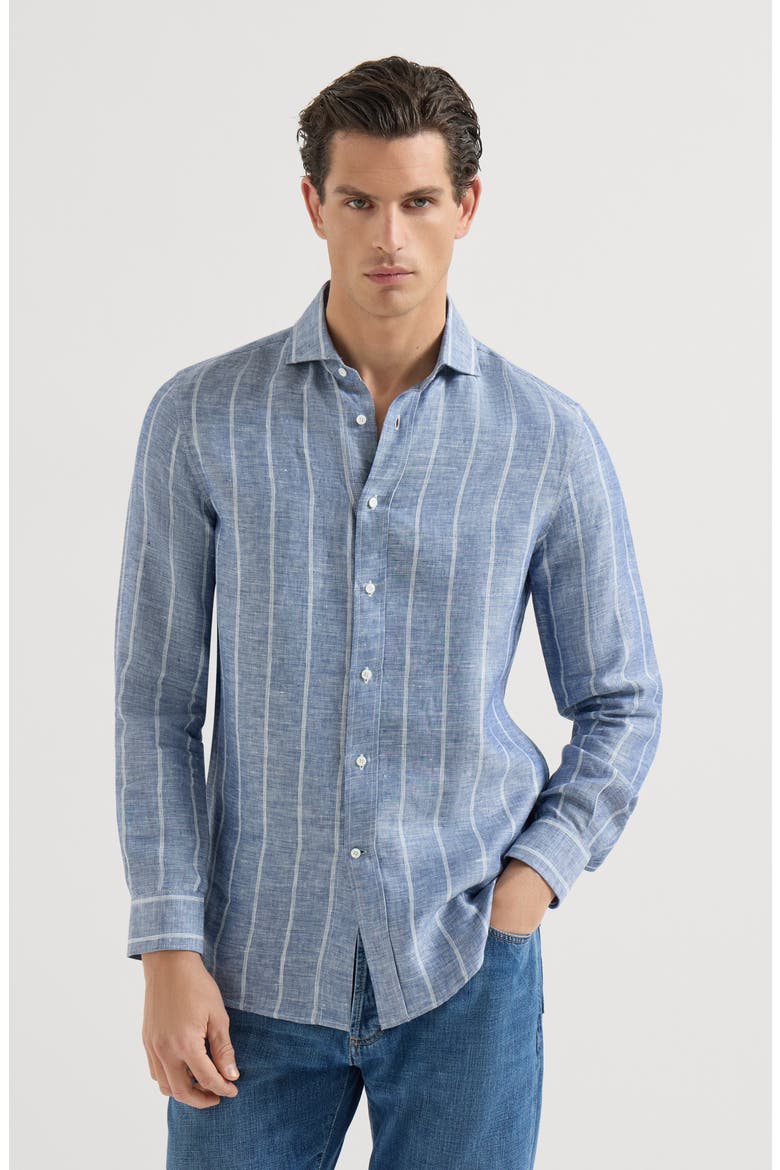 Striped twill shirt, Main, color, Denim