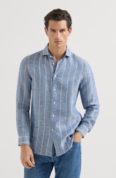 Striped twill shirt