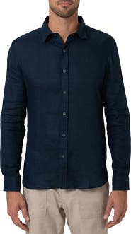 Mavi Jeans Solid Indigo Linen Button-Up Shirt