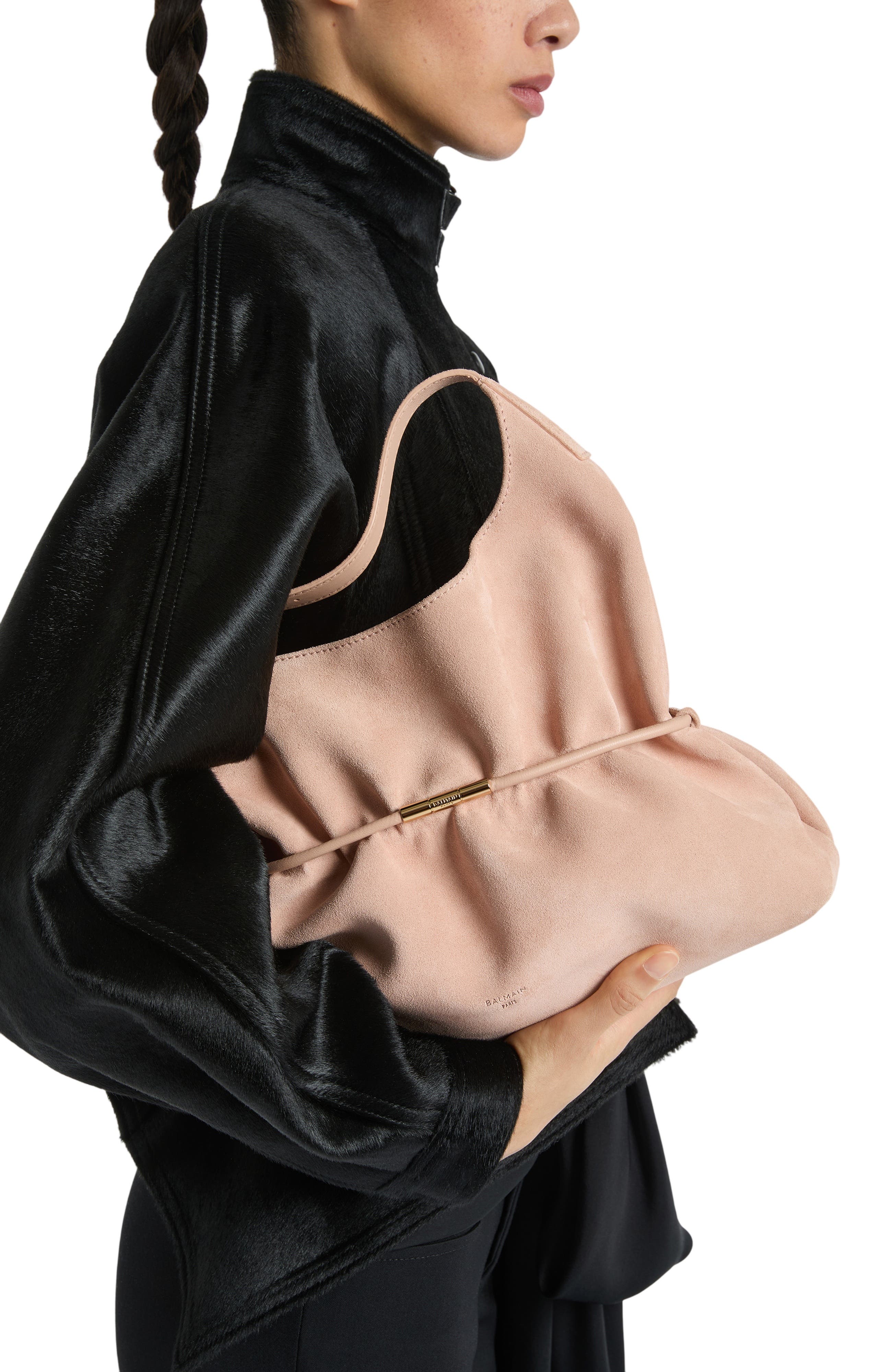 Sphynx Medium Bag in Suede, Alternate, color, pink