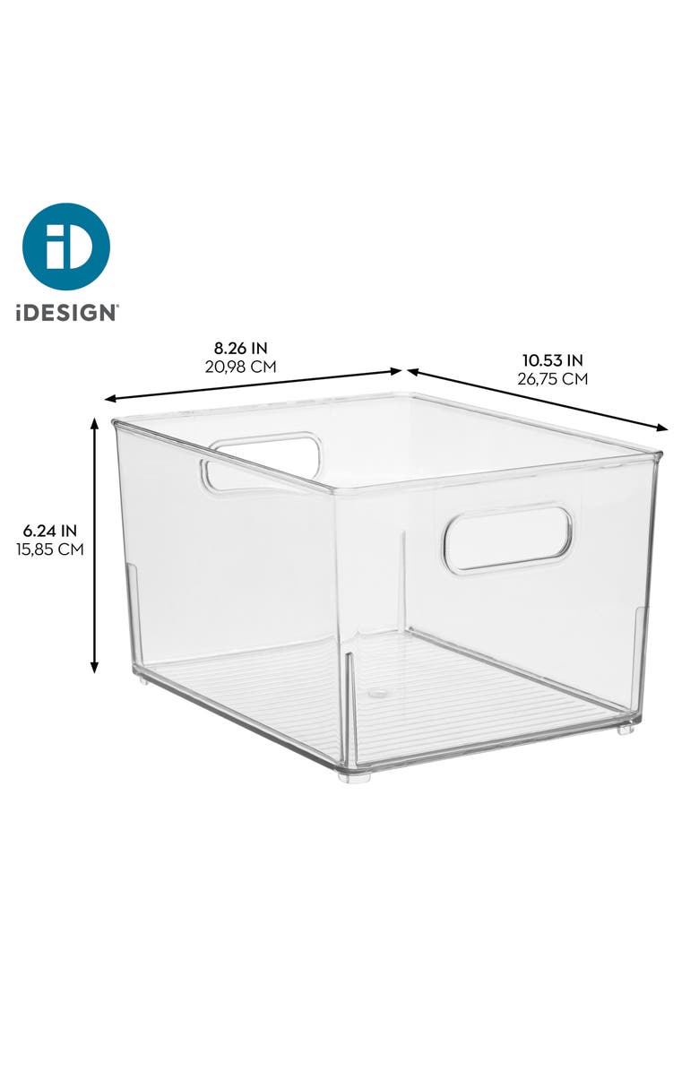 iDesign Small Stackable Plastic Bathroom Storage Bin with Handles - Set of 4 - Clear, Alternate, color, Clear
