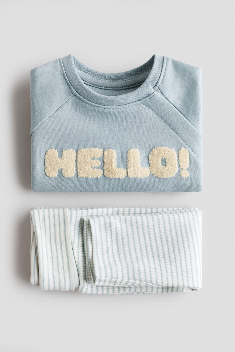 2-piece Cotton Set, Alternate, color, Light turquoise/Hello!