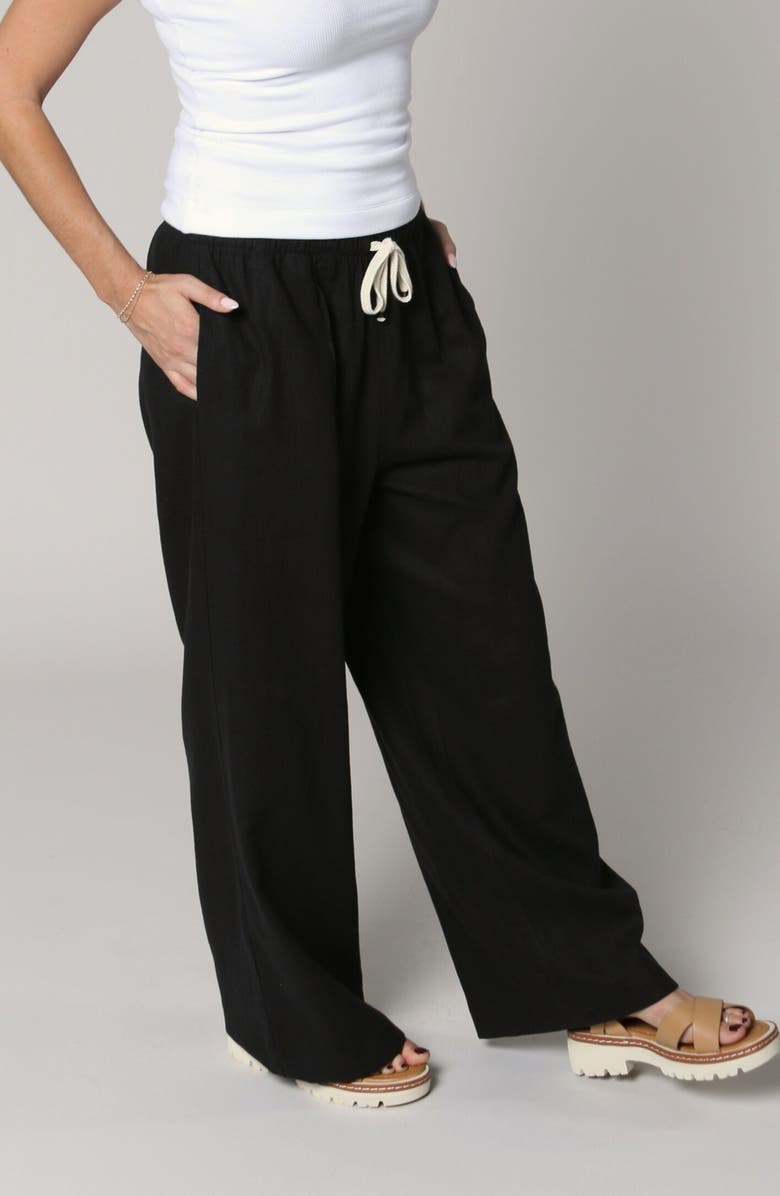 LEISURE LAB Linen Palazzo Pant, Alternate, color, Black