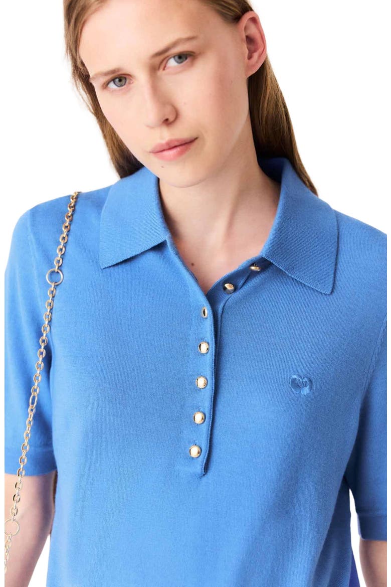 Polo collar sweater, Alternate, color, Blue