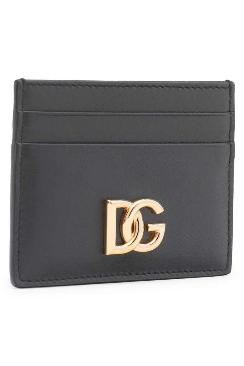 DG Logo Leather Card Case, Alternate, color, 80999 BLACK